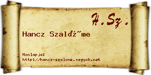 Hancz Szalóme névjegykártya